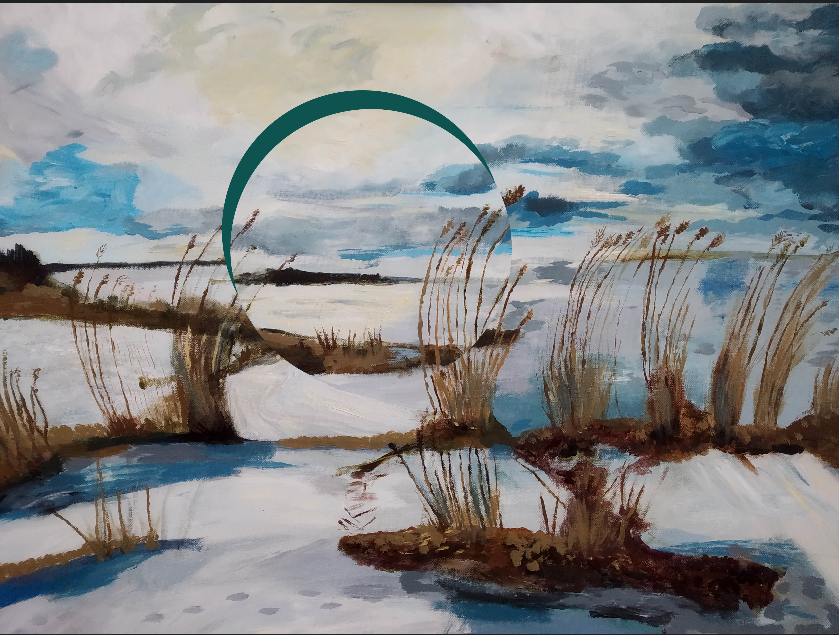 Canvas photo print of painting by Stephanie Zwier Dutch lake ice, IJsslemeer, the Netherlands